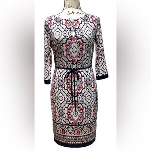 Liz Claiborne dress. Navy/coral/white. Size Small